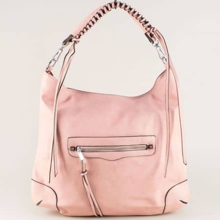 Розова дамска чанта, тип торба с практично разпределение ch663536rz