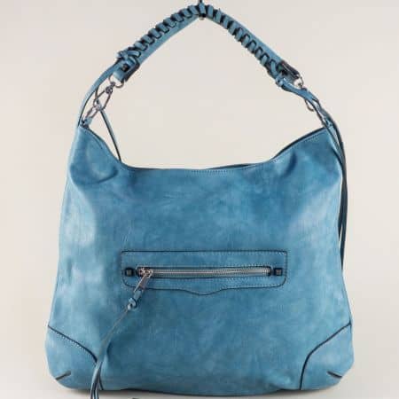 Синя дамска чанта, тип торба с практично разпределение ch663536s