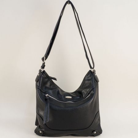 Черна всекидневна чанта с една преграда и заден джоб ch6653-3ch