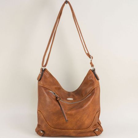 Ежедневна дамска чанта в кафяв цвят David Jones за през рамо ch6653-3k