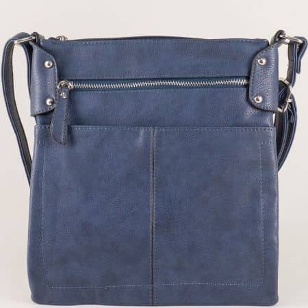 Синя дамска чанта с дълга дръжка и три прегради ch6661154s