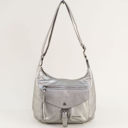 Сребърна дамска чанта на DAVID JONES с задно джобче ch6706-3sr