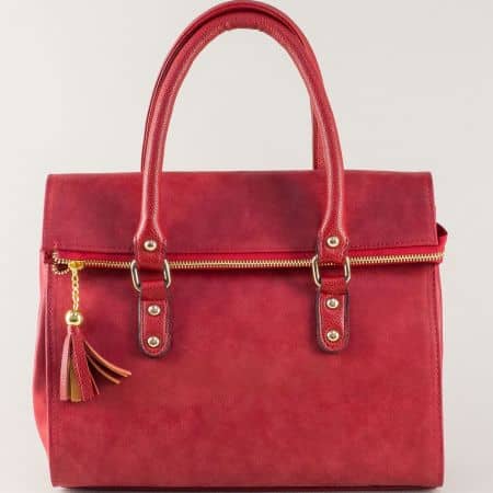 Червена дамска чанта на български производител  ch671chv