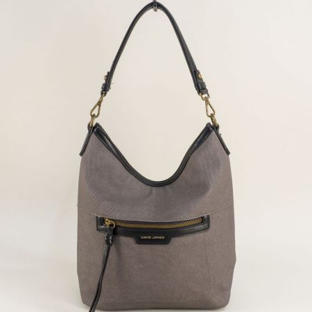 Всекидневна дамска чанта в сив цвят с къса и дълга дръжка ch6801-3sv