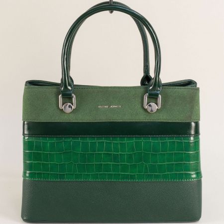 Зелена дамска чанта на DAVID JONES с къса и дълга дръжка ch6817-2z