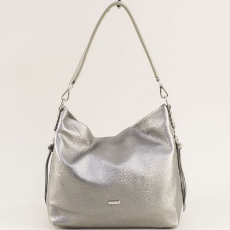 Сребърна дамска чанта тип торба DАVID JONES ch6888-1sr