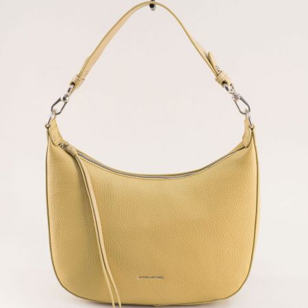 Изчистена дасмка чанта в жълт цвят с къса и дълга дръжка ch6901-2j