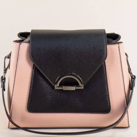 Модерна дамска чанта в розово и черно ch690rz