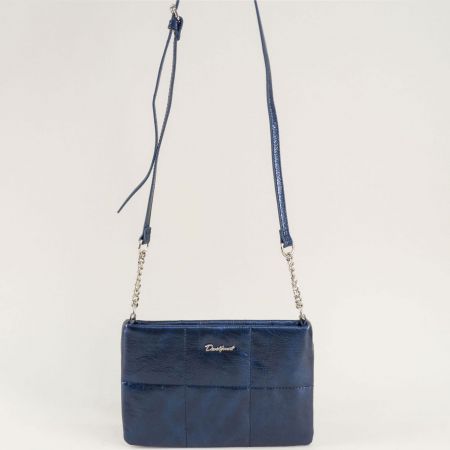 Малка компактна дамска чанта на DAVID JONES в син цвят ch6915-2s