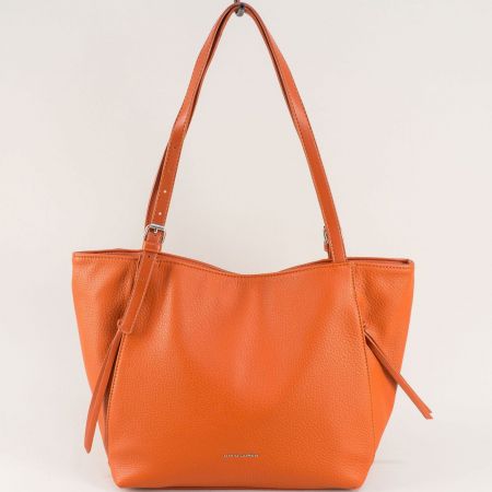Ежедневна дамска чанта с една преграда и заден джоб в оранж ch6920-3o