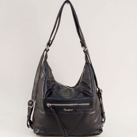 Черна дамска чанта на DAVID JONES с къса и дълга дръжка ch6927-2ch