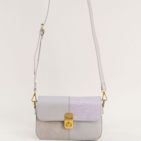 Малка дамска чанта за през рамо в сив цвят със заден джоб ch6932-1sv