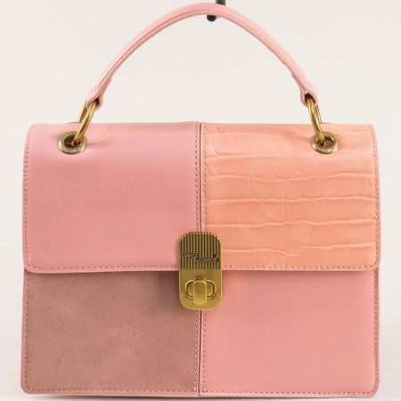 Малка дамска чанта с ефектка комбинация от цветове в розово ch6932-2o