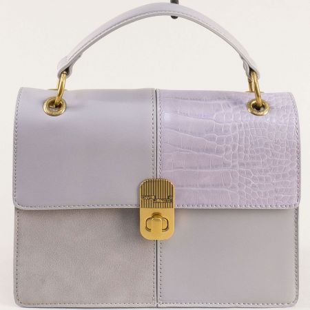 Дамска чанта на DAVID JONES в сив цвят с кроко принт ch6932-2sv