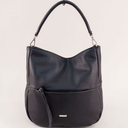 Изчистена дамска чанта с преден джоб в черен цвят ch6958-1ch