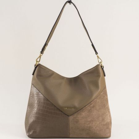 David Jones дамска чанта тип торба в кафяв цвят ch7003-3tbj