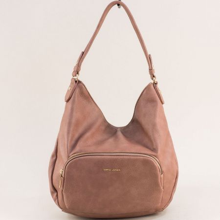Розова дамска чанта с преден джоб David Jones ch7010trz