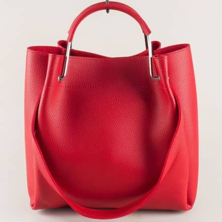 Червена дамска чанта с две прегради- БЪЛГАРИЯ ch706chv
