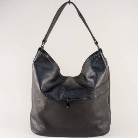 Черна дамска чанта, тип торба с две прегради- БЪЛГАРИЯ ch708ch