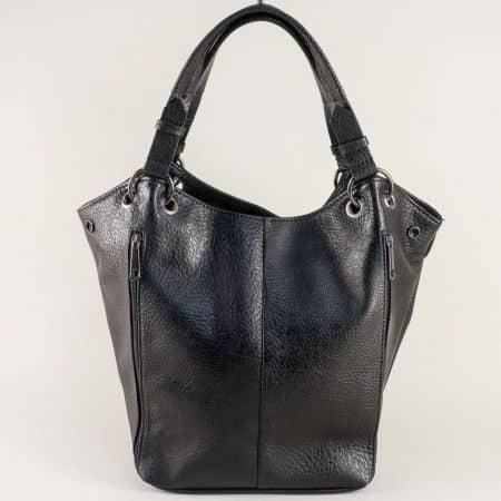 Българска дамска чанта с две прегради в черен цвят  ch710ch