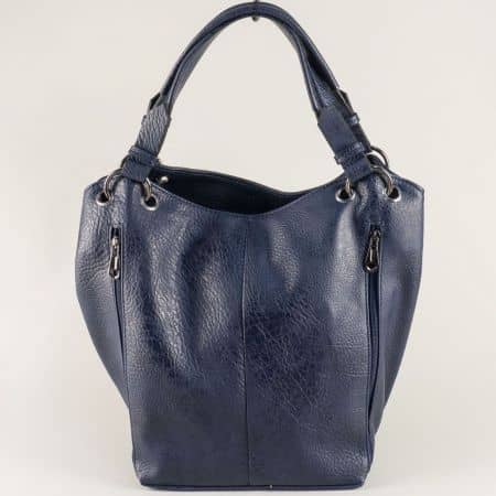 Българска дамска чанта с две прегради в син цвят ch710s