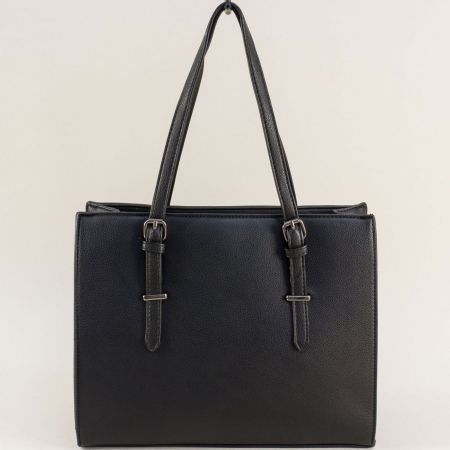 Изчистена дамска чанта в черен цвят с регулиращи дръжки ch7169ch
