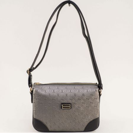 Ежедневна дамска чанта в цвят бронз с дълга черна дръжка ch784brz