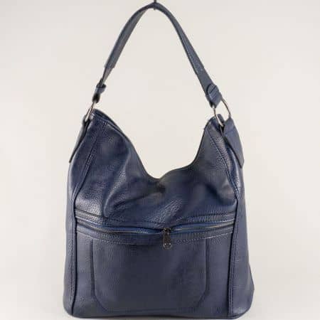 Дамска чанта с практично разпределение в син цвят ch712s