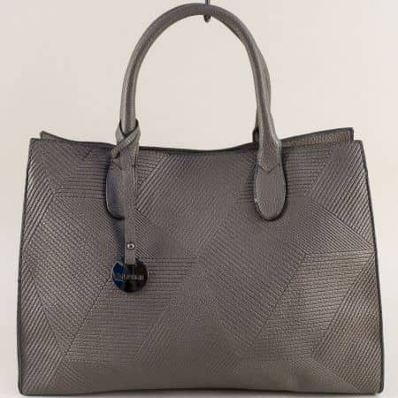 Дамска чанта с ефектен принт в сив цвят ch815-2sv