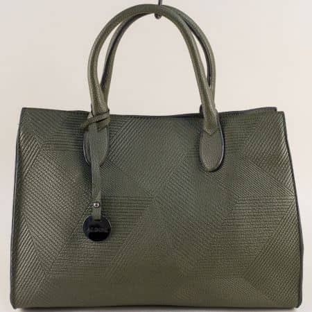 Дамска чанта с ефектен принт в зелен цвят ch815-2z