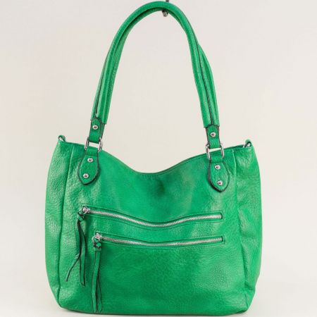 Зелена атрактивна дамска чанта с къси дръжки  ch8171z