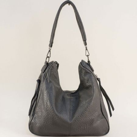 Дамска чанта в сив цвят с два странични джоба ch8514sv