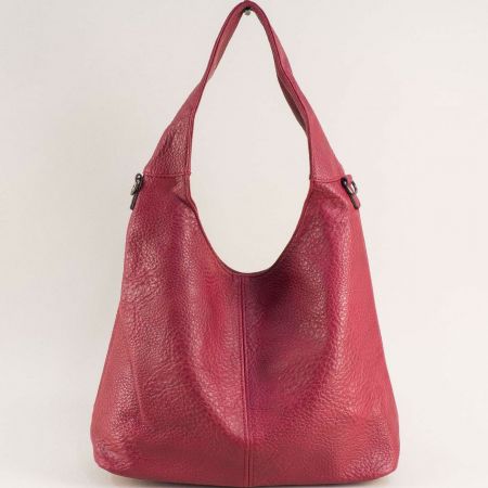 Дамска чанта тип торба в черно с къса и дълга дръжка в червено ch8526bd