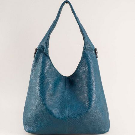 Изчистена дамска синя чанта със заден джоб ch8526s
