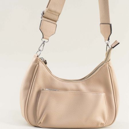 Ежедневна дамска чанта от еко кожа в бежов цвят  ch8777bj