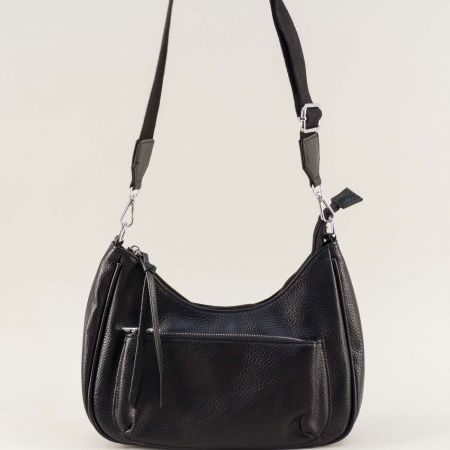 Черна дамска чанта от еко кожа с прерамка  ch8777ch