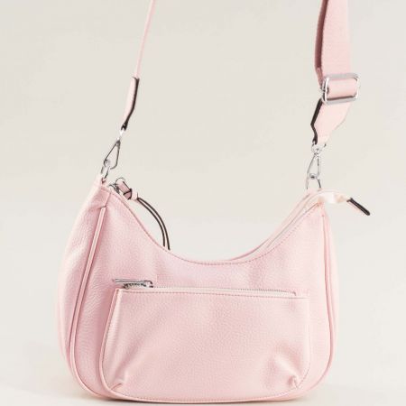Розова ежедневна дамска чанта от еко кожа с дебела резрамка ch8777rz