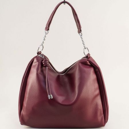 Ежедневна дамска чанта с две прегради в цвят бордо ch8821bd