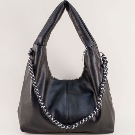 Ежедневна дамска чанта в черен цвят с метална дръжка ch8822ch