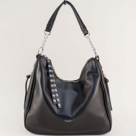 Дамска чанта в черен цвят с практично разпределение ch8823ch