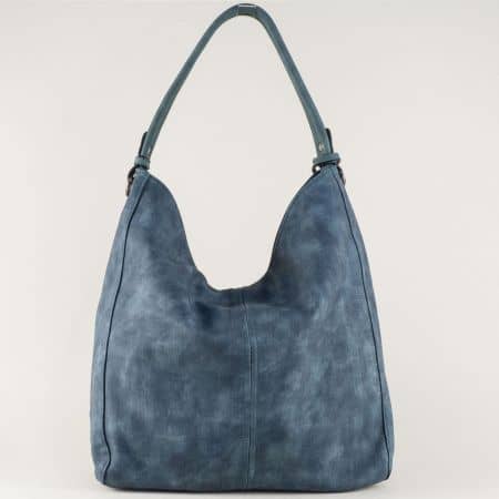 Синя дамска чанта с къса и дълга дръжка ch8835s