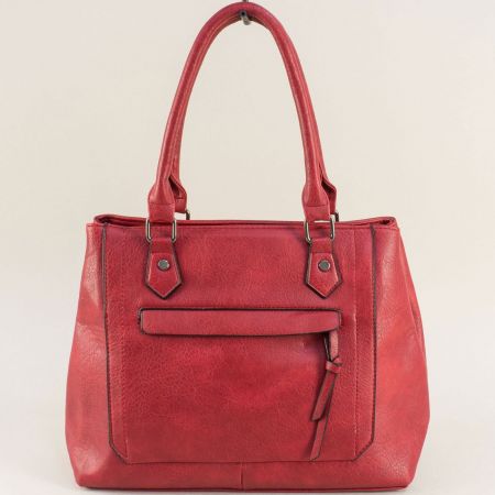 Червена дамска чанта с твърда структура ch8853chv