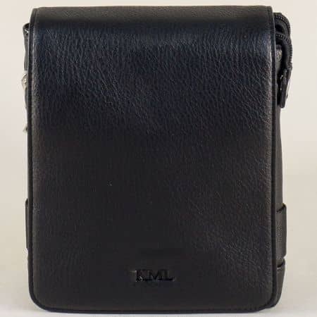 Мъжка чанта в черен цвят- KML с прехлупване ch8990-2ch