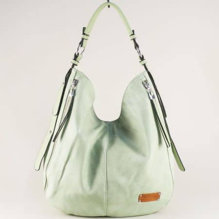 Дамска чанта, тип торба в зелено с къса и дълга дръжка ch9002z