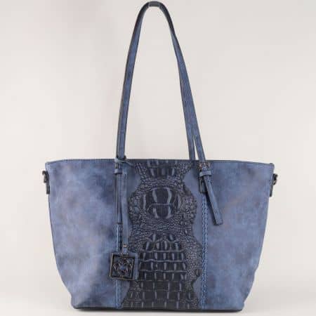 Дамска чанта в син цвят с удобни дръжки ch90501s