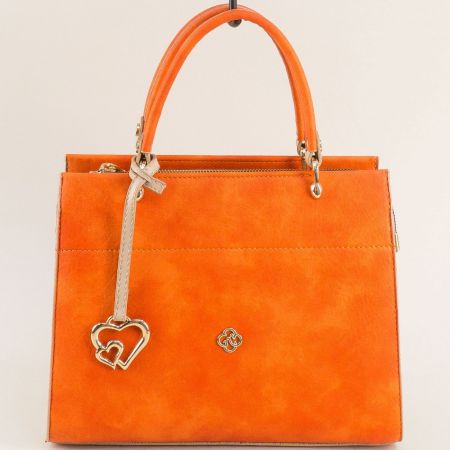Стилна дамска чанта в оранжев цвят ch905o