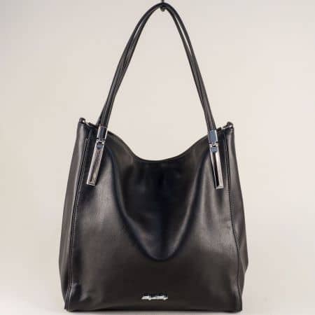 Черна дамска чанта с практично разпределение ch9222ch