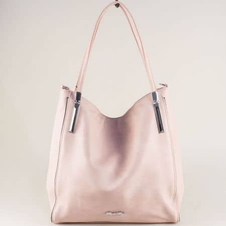 Розова дамска чанта с практично разпределение ch9222rz