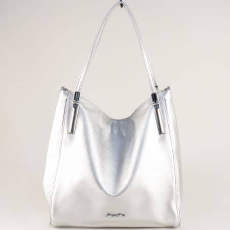 Сребърна дамска чанта с практично разпределение ch9222sr