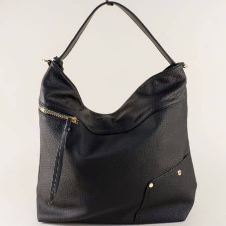 Черна дамска чанта, тип торба с две прегради ch9235-33ch